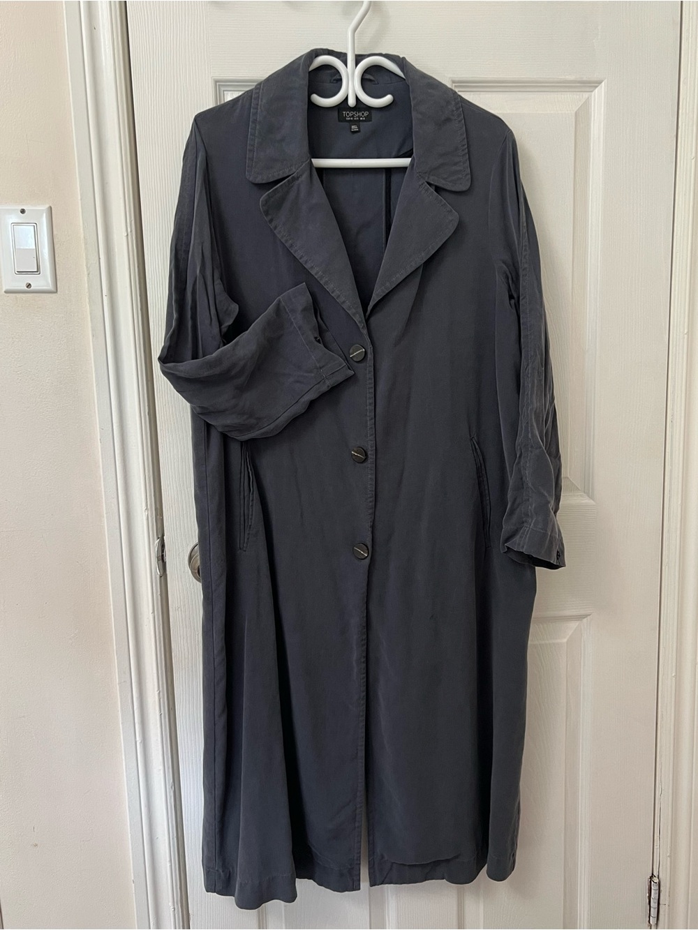 Topshop Dark Gray Long Trench Coat